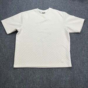 Saints Studio Quilted Diamond Knit Streetwear Off White Short Sleeve Shirt